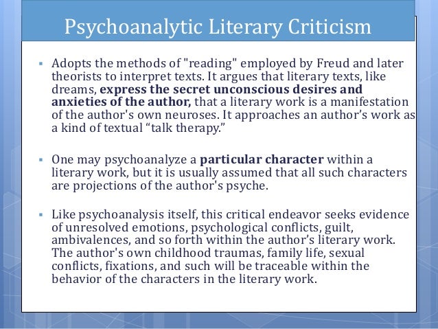 importance of psychoanalysis in literature applying psychoanalytic theory to literature